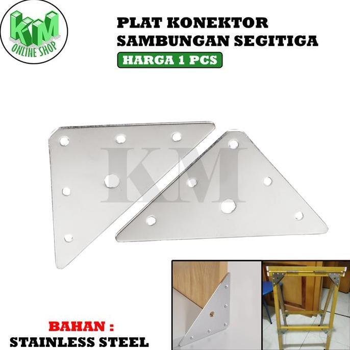 Plat Penyangga Siku Konektor Segitiga Rak Kursi Meja Corner PlatStainlessTebal Allshop