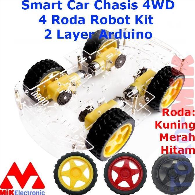 ARDUINO SMART CAR CHASSIS 4 RODA SMARTCAR CASIS MOBIL 2 LAYER 4WD