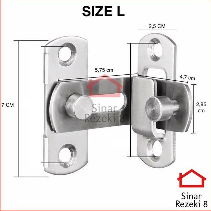 Waare- Grendel Sudut Kait L Stainless Cantol Pintu Pengaman Kamar Jendela Wc