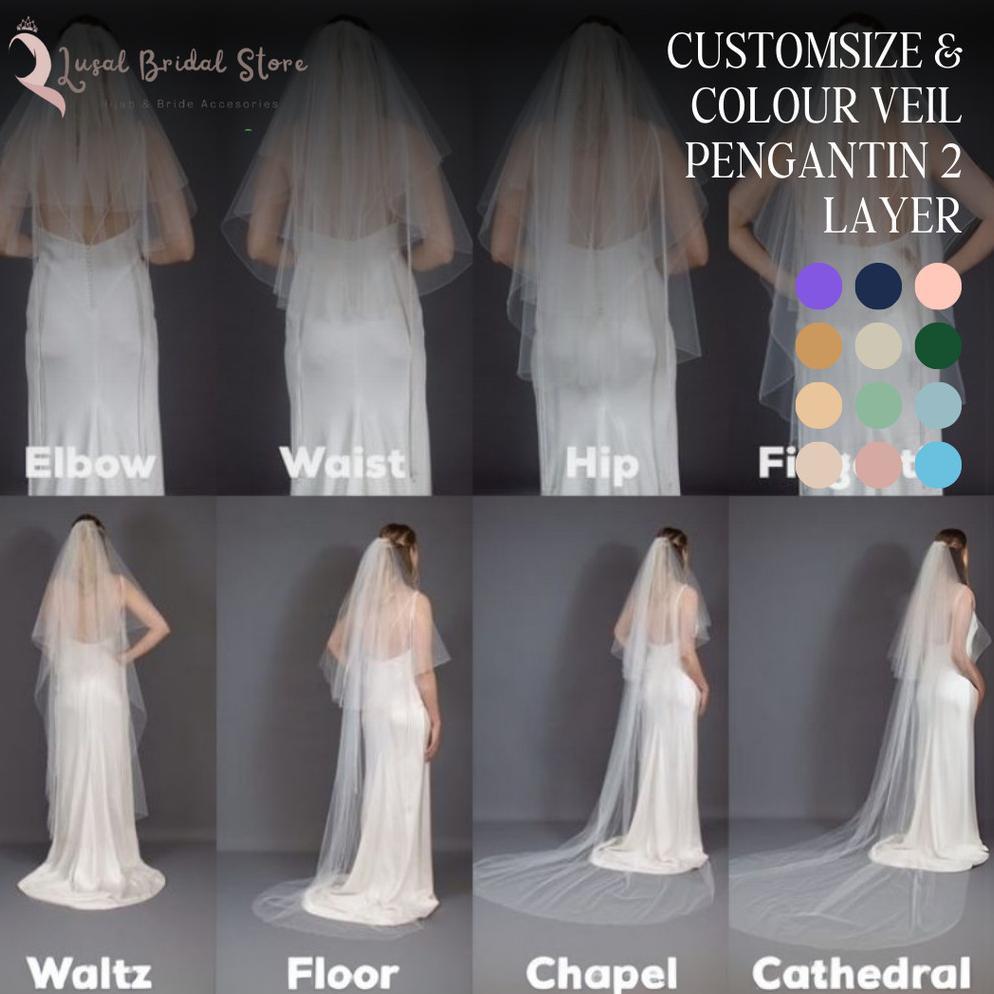 CUSTOMSIZE & COLOUR VEIL PENGANTIN 2 LAYER