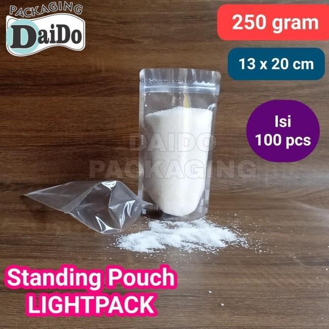Standing Pouch LIGHTPACK 250gram 13x20 cm Plastik Klip Bening ISI 100