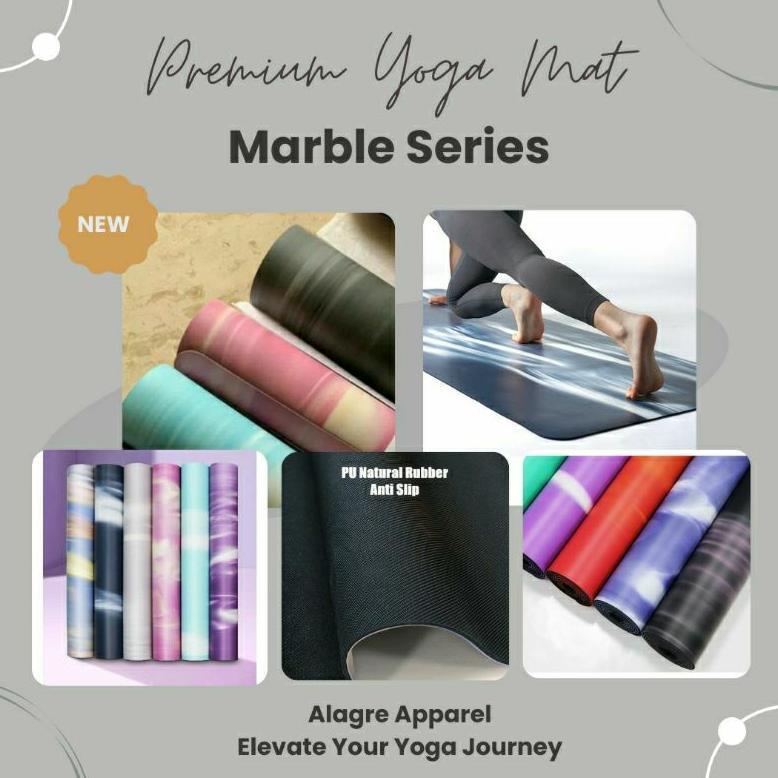Matras Yoga Rubber PU 4.5mm Matras Olahraga Fitness Poundfit Premium Marble