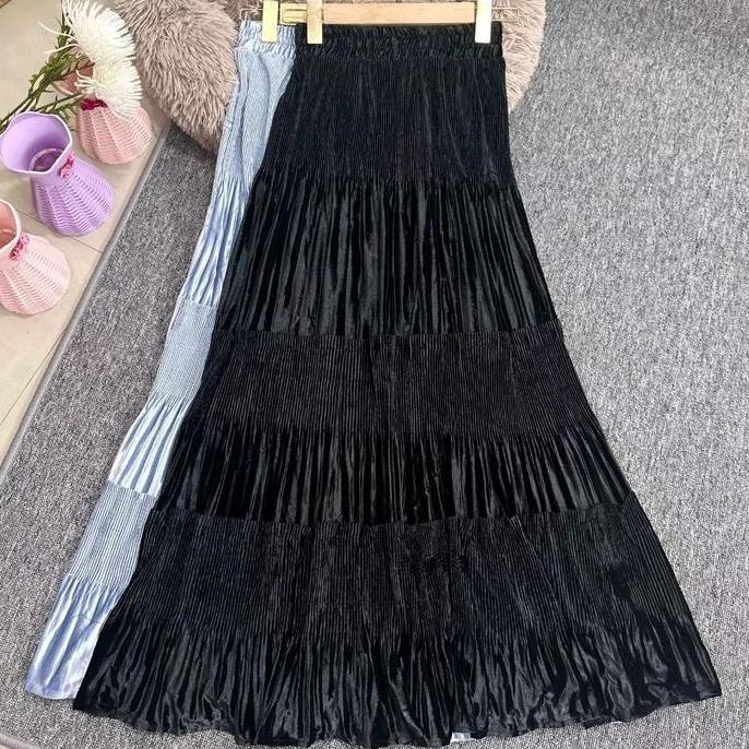 Rok SUSUN VELVET BELUDRU IMPORT  Lidi Cabang premium  / Rok susun beludru import TP