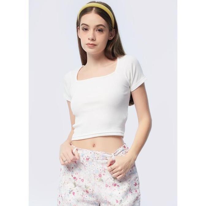 Sedia Colorbox Square Neck Crop T-Shirt I-Tskbsc524O644 Off White | Original 100%