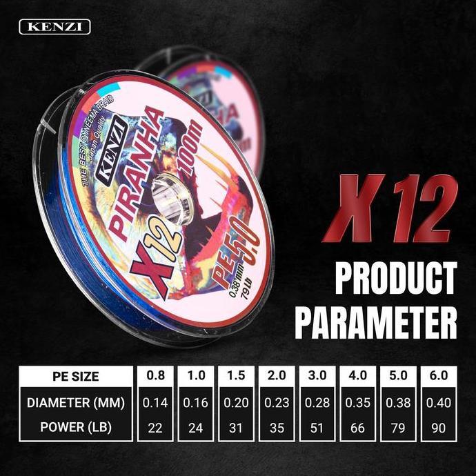 senar PE KENZI PIRANHA X12 100m 12100m