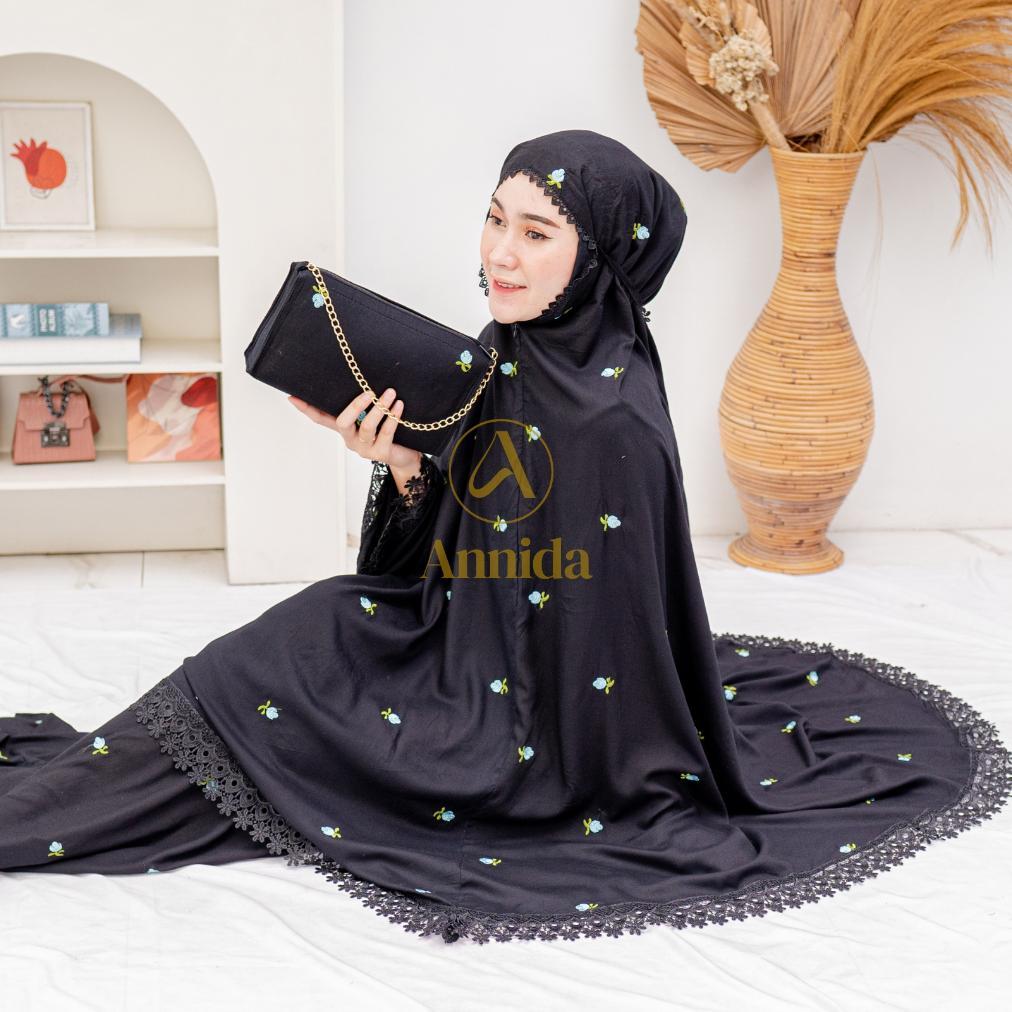 Terlaris Mukena Dewasa Katun Rayon  Bordir Inara Putih Renda Mewah Jumbo