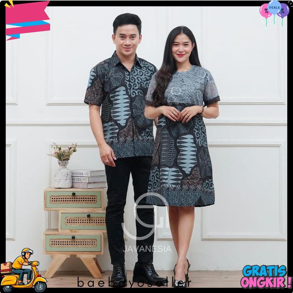 Outfit Couple Baju Batik Lengan Pendek Dress Brokat Kemeja Pria Baju Kantor Baju Cewek M LXL XXL Dis