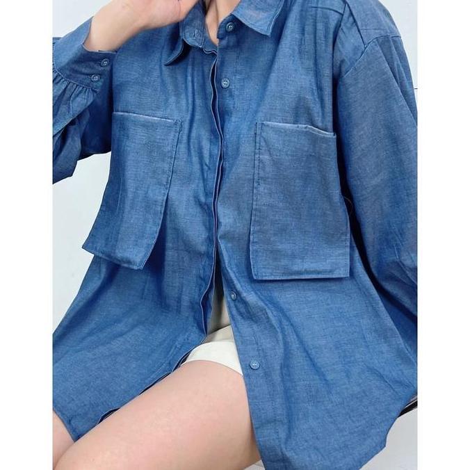 Termurah / Hot Sale Aloha Bora Shirt Denim 2019 - Kemeja Oversize Denim Two Pocket - Kemeja Denim - 