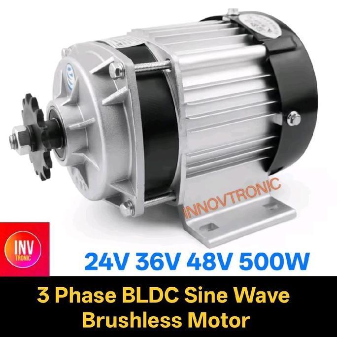 BLDC Dinamo Motor Listrik 24V 36V 48V 500W Sinewave Brushless Motor For Tricycles Sepeda Roda Tiga