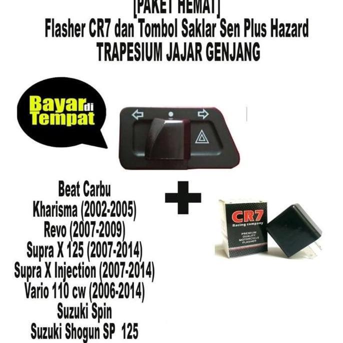 DB153 >> tombol saklar sen Hazard + flasher sen cr7 beat karbu Supra x 125 Motor Motorcycle