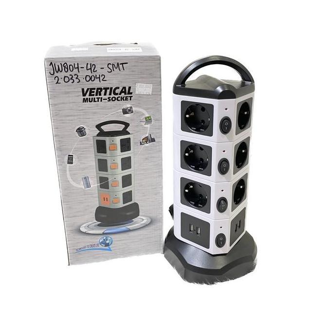 Tessan Jw04-4U Stop Vertical Tower Power Strip 14Ac 4 Usb Port New Stok