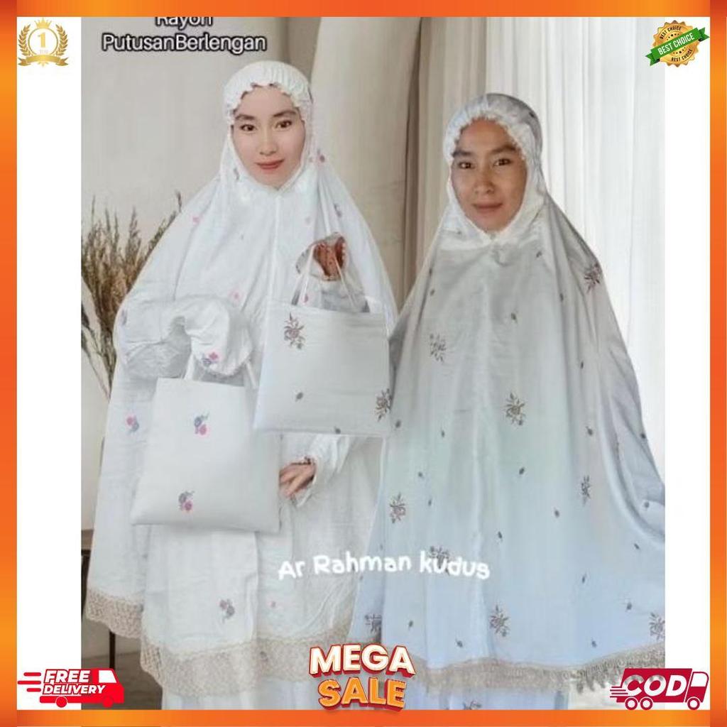 Mukena Haji Potongan Berlengan Rayon Bordir Mukena Ihrom Mukena  Dewasa Putusan [L5]