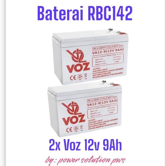 RBC142 Battery Competible For UPS APC. 2x Baterai Voz 12V 9Ah