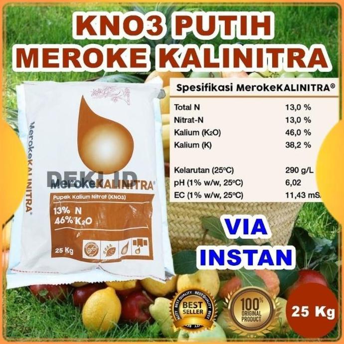 Kalinitra Meroke 25 Kg Via Instan Pupuk KNO3 Putih Kemasan Pabrik Nutrisi Generatif Tanaman Deki