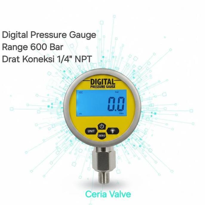 putristore014  - Digital Pressure Gauge 6 Bar Hydraulic Test Pressure Gauge drat koneksi 1/4 NPT
