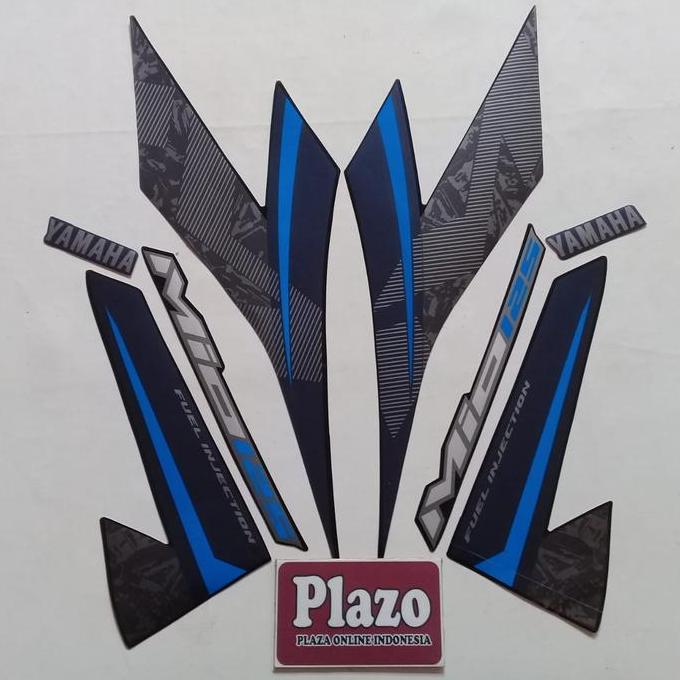 Stiker Striping Body Lis Yamaha Mio M3 125 2019 Full Hitam-Biru Baru