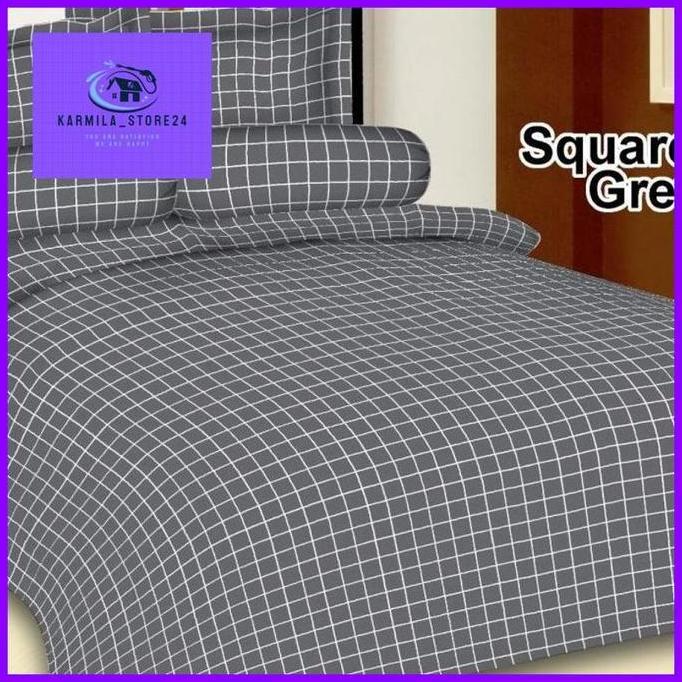 Sprei Aesthetic Kotak Kotak Biru / Hitam / Putih / Abu-abu