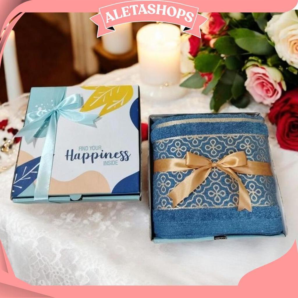 Hampers Handuk Box | Hampers Handuk Pernikahan Ukuran 70X140 | Hampers Handuk Couple Wedding Seserah