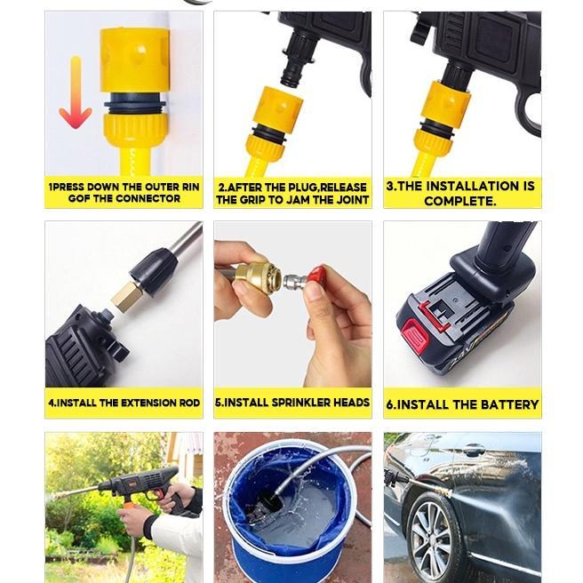 Alat Cuci Mobil Ecosen 198V Alat Portabel Tanpa Kabel/Semprotan Cuci Motor/Alat Cuci Motor