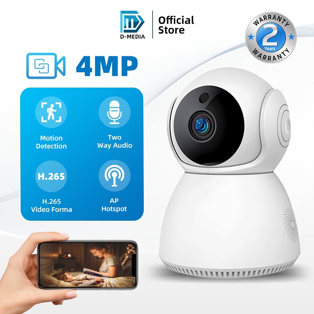 Digimedia Y01 Ip Camera Smart Indoor 4Mp V380 Hd Wifi Ptz 360View Intercom Mini Cctv Kamera