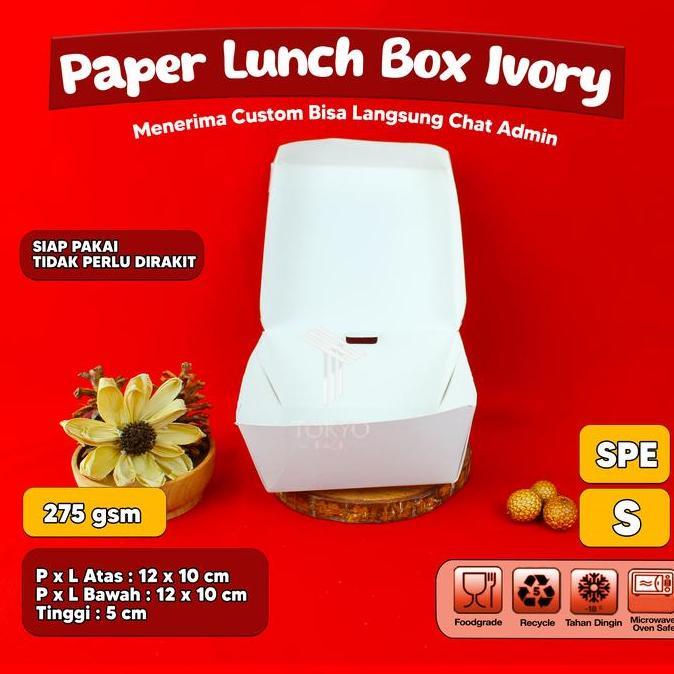 Saveme- Paper Lunch Box Putih Uk S, M, L - Lunch Box Kertas - Lunch Box Kertas