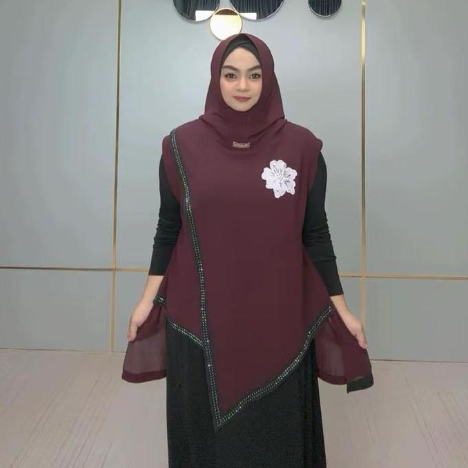 Fixyou- Jilbab Tunik Queenza| Hijab Instan | Jilbab Instan | Hijab Tunik| Pesta