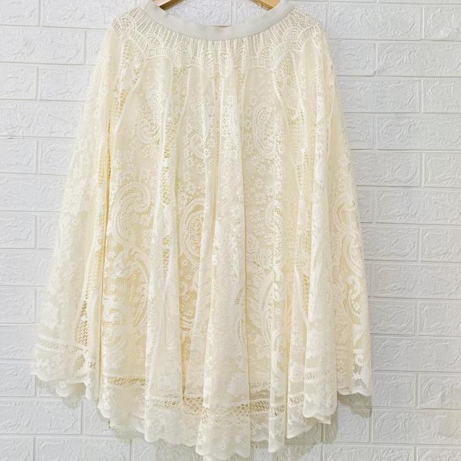 Bawahan Rok Panjang Jumbo Lace Brukat Import Bigsize Wanita Muslim TF