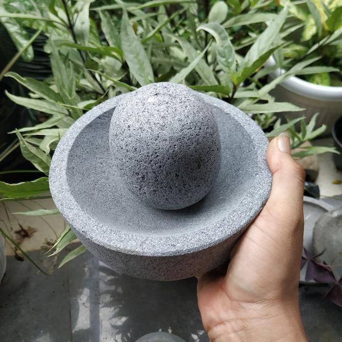Cobek Mangkok Batu Kali Pori 16cm: Cobek Lumpang Menumbuk Menggerus RDN
