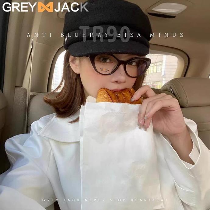 WOVLO Grey Jack Kacamata Lensa Blueray Bahan TR90 Model Cat Eye Bisa Minus Antiradiasi Blueray Photo