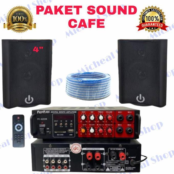 Paket sound sistem cafe mini indoor 2 speakear 4 "