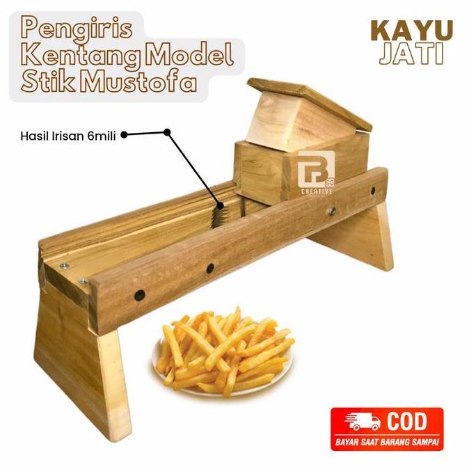 Pengiris Model Stik Mustofa Pemotong Kentang Kayu Jati