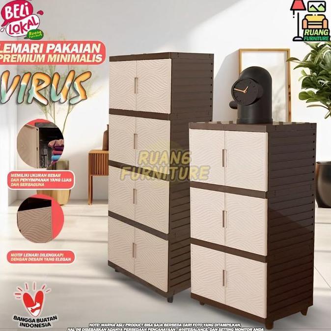 Lemari Plastik Susun 3 Susun 4 Lemari Pakaian Minimalis Furniture Rak Organizer Lemari Tempat Baju K
