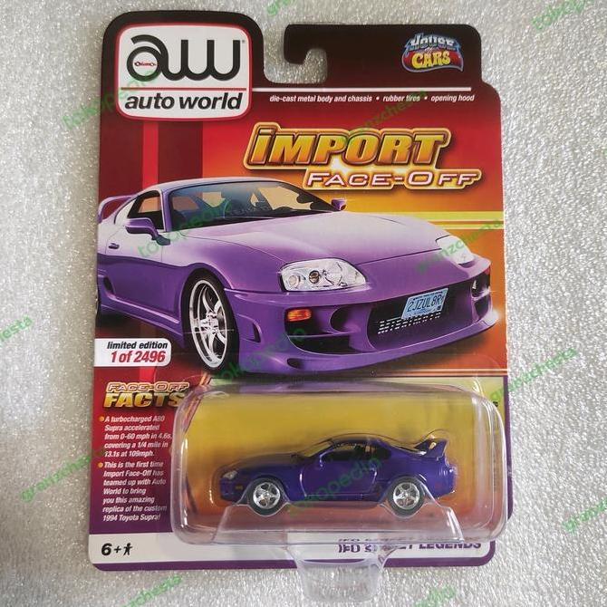 Promo AUTO WORLD 1/64 IMPORT FACE OFF - 1994 TOYOTA SUPRA PURPLE Diskon