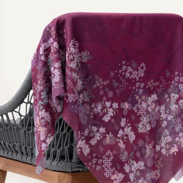 - Rumaisha Series Jilbab Motif Floral Kerudung Segi Empat Hijab Scarf Bahan Voal Laser Cut