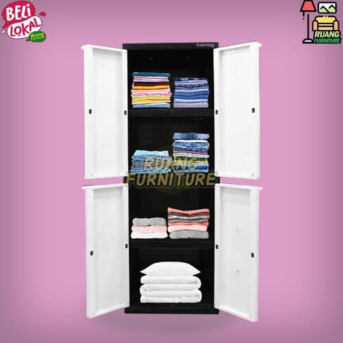 LEMARI PAKAIAN PLASTIK LEMARI TABITHA MINI JEPARA FULL KUNCI LEMARI 4 SUSUN 2 PINTU TABITHA LS2P