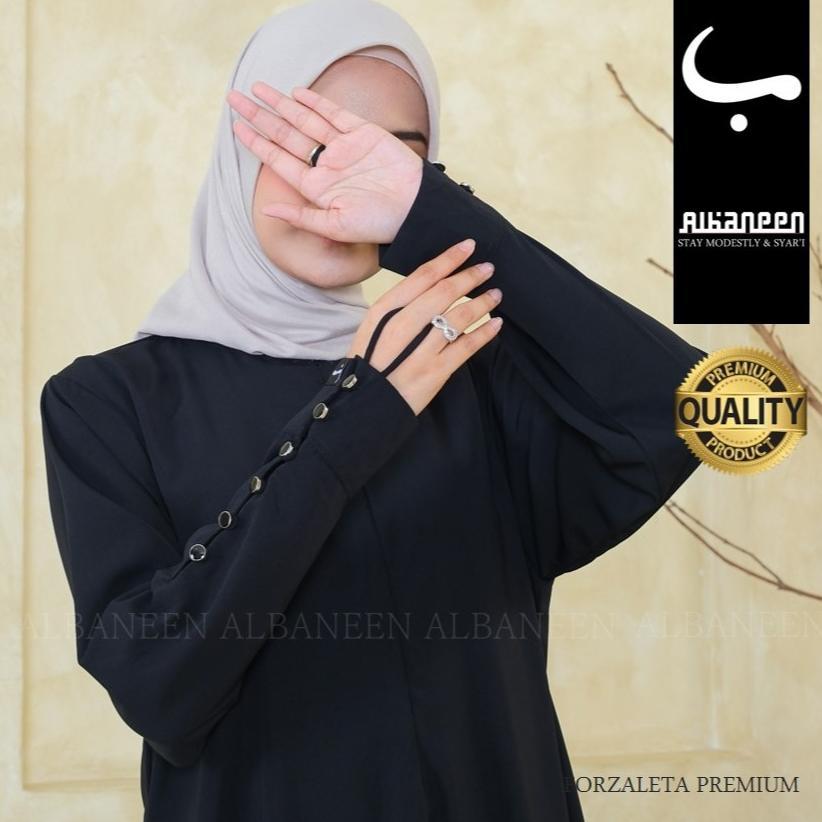 Hot Product [Baru] Albaneen.Syari Abaya Hitam Jetblack Premium Cantik |  Gamis Umroh Anti Uv Hitam M