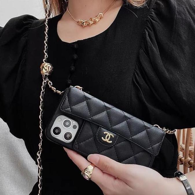 Case dompet lucu warna pink hitam casing soft tas mini Iphone 7 8 7+