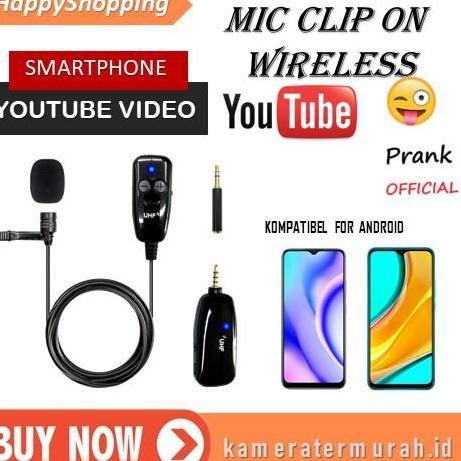 Microphone Mic Clip On Wireless UHF Youtuber PRANK VLOG untuk
