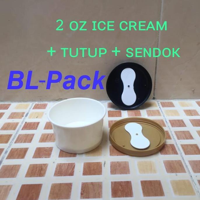 Paper Ice Cream Cup 2Oz Dengan Tutup Dan Sendok