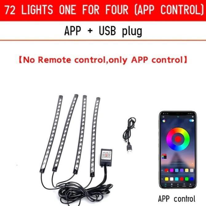 Lampu LED Strip Kolong Dashboard Mobil RGB Light LED USB Remote