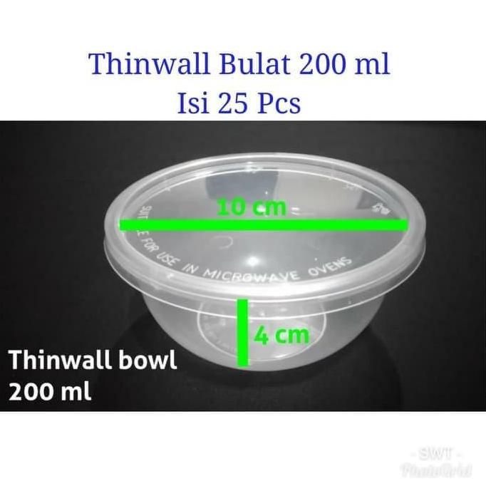 Thinwall Bulat 200 Ml / Mangkok Plastik 200 Ml/ Mangkok Salad
