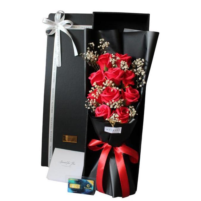 Hadiah bunga bouquet buket bunga sabun import lampu valentine box TD