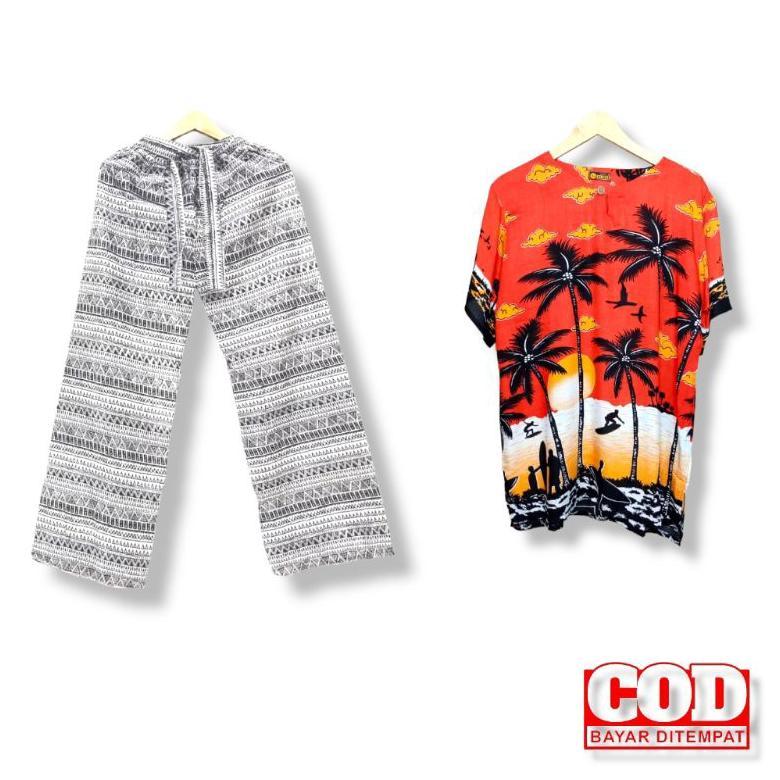 Flash Sale Setelan Baju Kaos Pantai Awan Bali/ Setelan Celana Panjang Pria Wanita/ Setelan Celana Pa