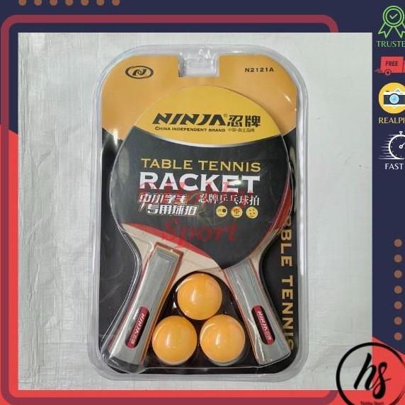 TERBARU - Bat Bet Bad Pingpong Set Ninja N2121A Tenis Meja Sepasang + Bola Murah