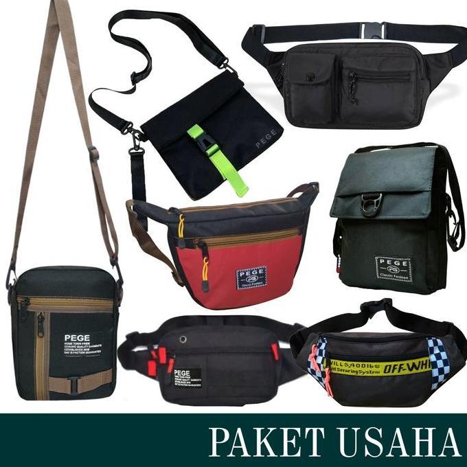 Nandashop21 - Paket Usaha Tas Pria PEGE Selempang Waistbag Slingbag - PG USAHA MPL