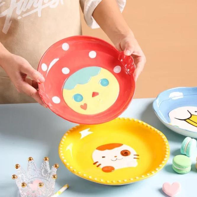 Cartoon Character Plate Piring Makan Anak Keramik Kartun Lucu Unik