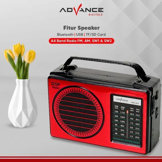ADVANCE Radio RBS-805 FM / AM / SW1 / SW2 4 Band Speaker Radio - Baterai atau listrik / Speaker Jadu