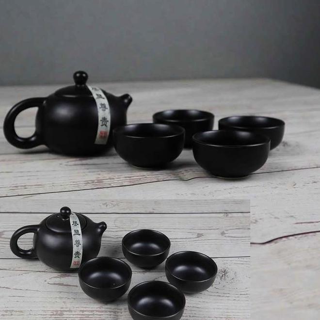 Poci Teko Teh Keramik Tanah Liat Set 4 Cangkir Tas Homadise Teapot