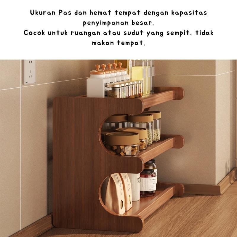 Blou Rak Kayu Aesthetic Estetik Kitchen Rack Seasoning Storage Rack Rak Kayu Bambu Gelas Bumbu Dapur