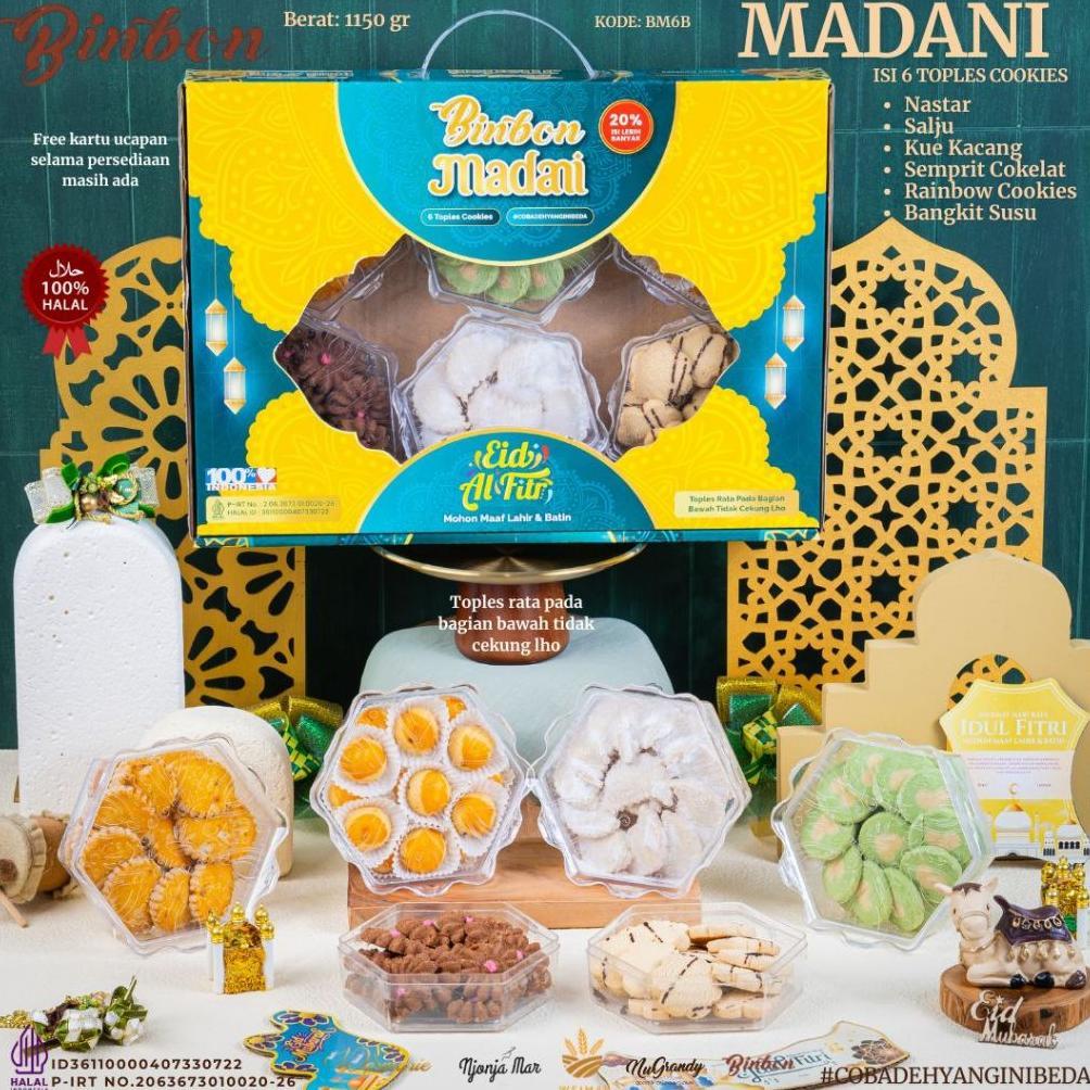 Binbon Madani isi 6 Toples Cookies Free Kartu Ucapan Hampers